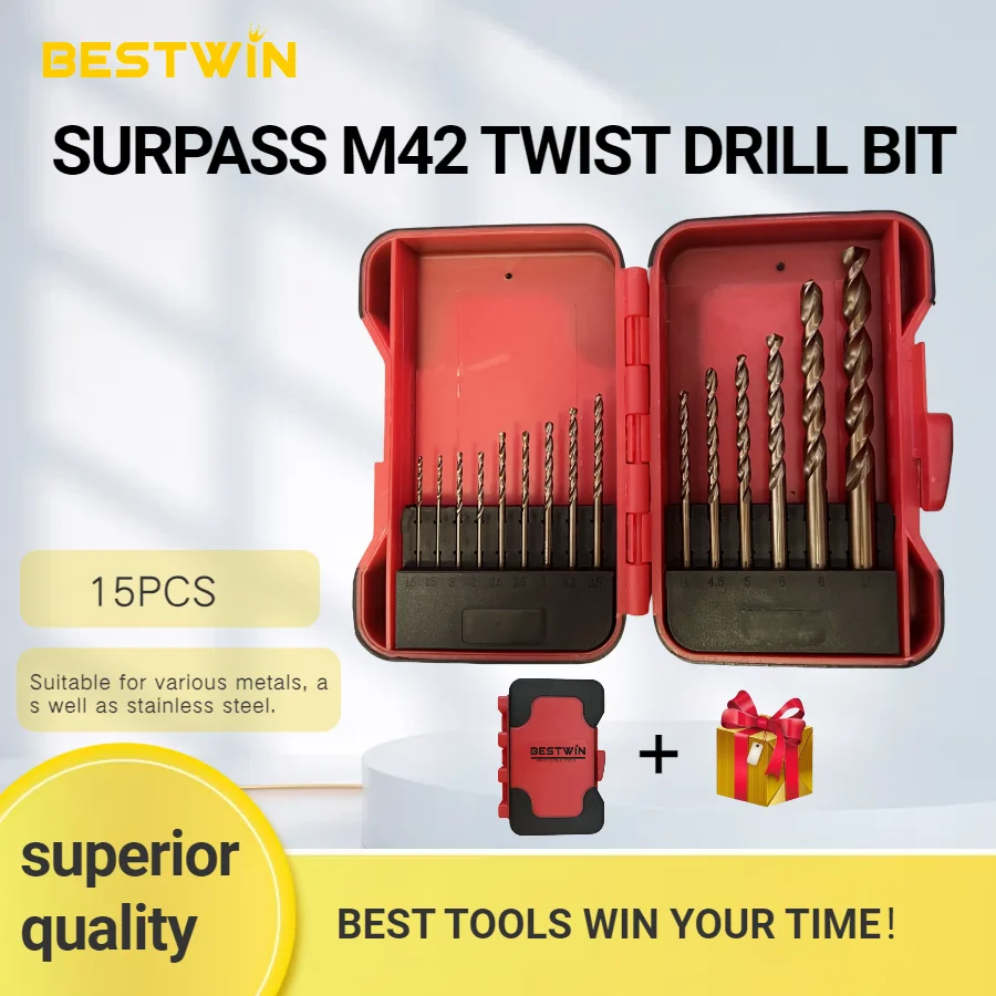 BESTWiN 15PCS Twists drill set Comprehensively surpassing M35 Stainless steel specialized drill bit Power Tools Accessories