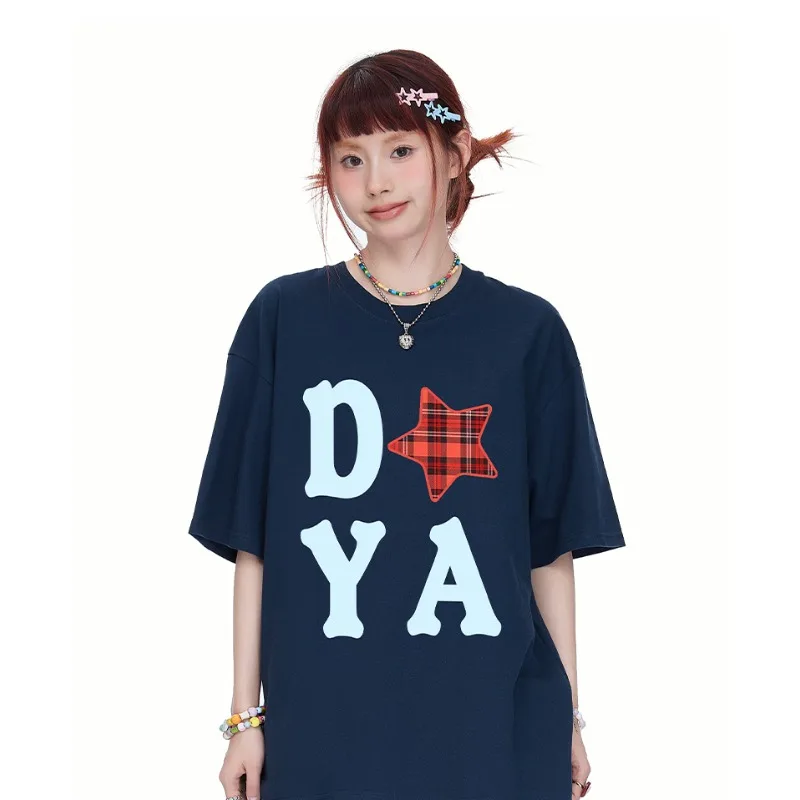 

New Retro Star Letter 3D Printed Short Sleeved T-shirt, Summer Versatile Quick Drying Top, Trendy Couple Style