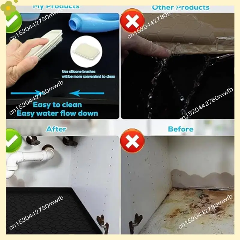 

LDHL Коврик под раковину для кухни, силиконовый водонепроницаемый вкладыш, гибкий поднос-органайзер со сливным отверстием, легко чистится (28X19)