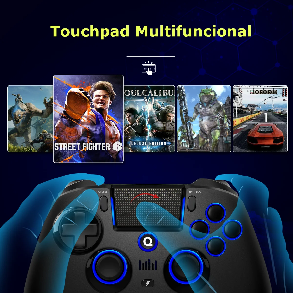 QRD Spark N5 التحكم لـ Ps4 Ps3 عصا التحكم اللاسلكية السوداء لـ PC Ios Android Gamepad لـ PS5 عبر محول إرسال من البرازيل