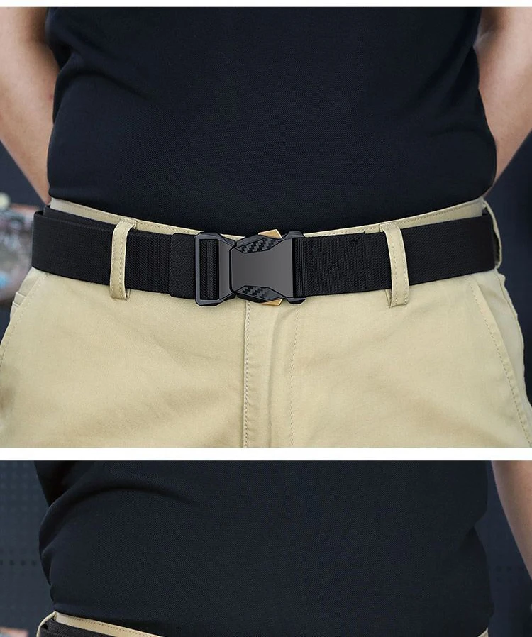 Neuer Automatik-Schnallengürtel aus Canvas, taktischer Gürtel mit Schnellverschluss, Arbeitskleidung, Freizeit, Outdoor, Militär, Trainingshose, schwarzer Gürtel für Herren – Detail 14