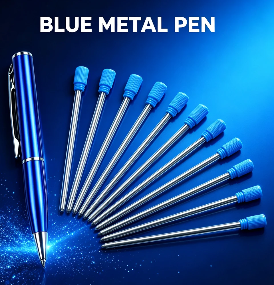 Kompakter Metall-Kugelschreiber-Set mit 10 Ersatzminen, Langlebiger Glatter Tintenstift für Büro und Geschäft – Detail 1