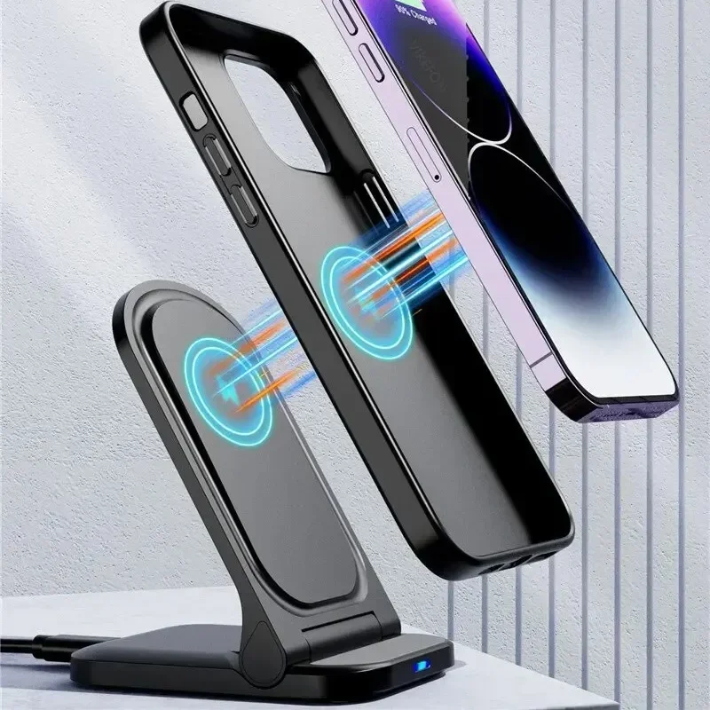 Wireless Charger Foldable for Samsung Galaxy S24 S23 S22 Fast Wireless Charging Station Stand for iPhone 15 14 13 12 Pro Max