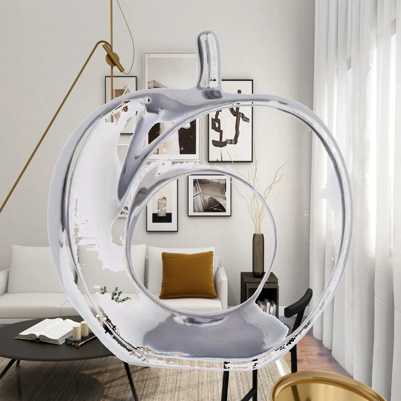 Apple Statue Art Ornament Collectible Placement Photo Props Apple Sculpture for Hotel Table Furniture Shelf Home Decorations