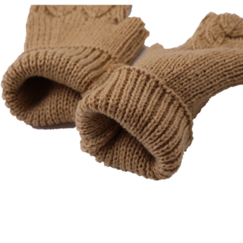 Woman Ladies Fingerless Gloves Winter Warm Soft Knitted Mittens ST007