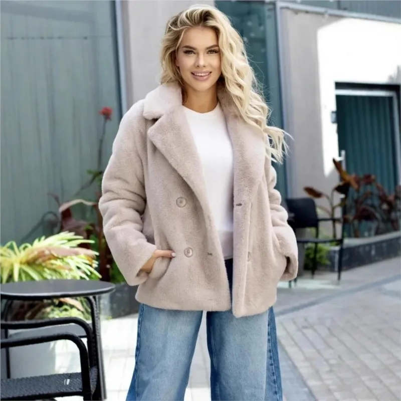Women's clothing mixed fur and coat solid color belt