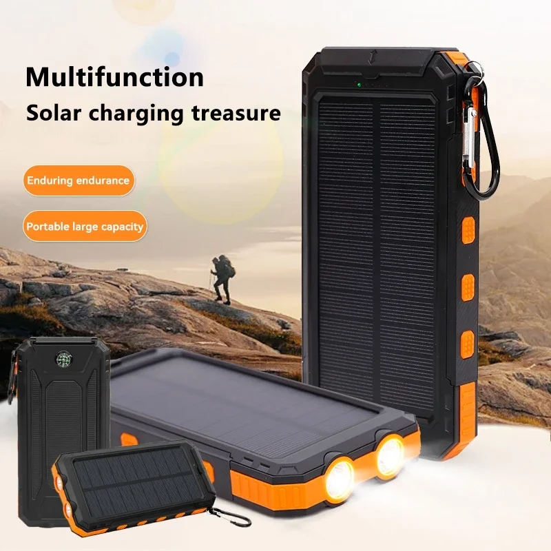 200000mAh Power Bank Solar Outdoor Wild Fishing Camping Large Capacity Backup Power Portable With Compass Supply Rapid Charging