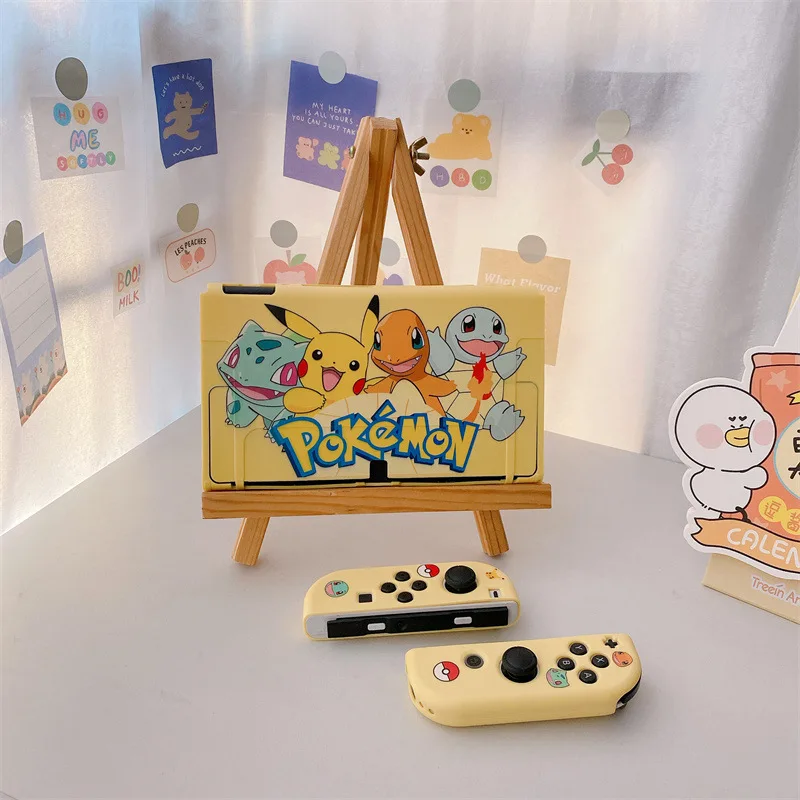 Pikachu dos desenhos animados para interruptor caso escudo protetor caixa de habitação dividida para nintendo switch acessórios oled ns console tpu fundas