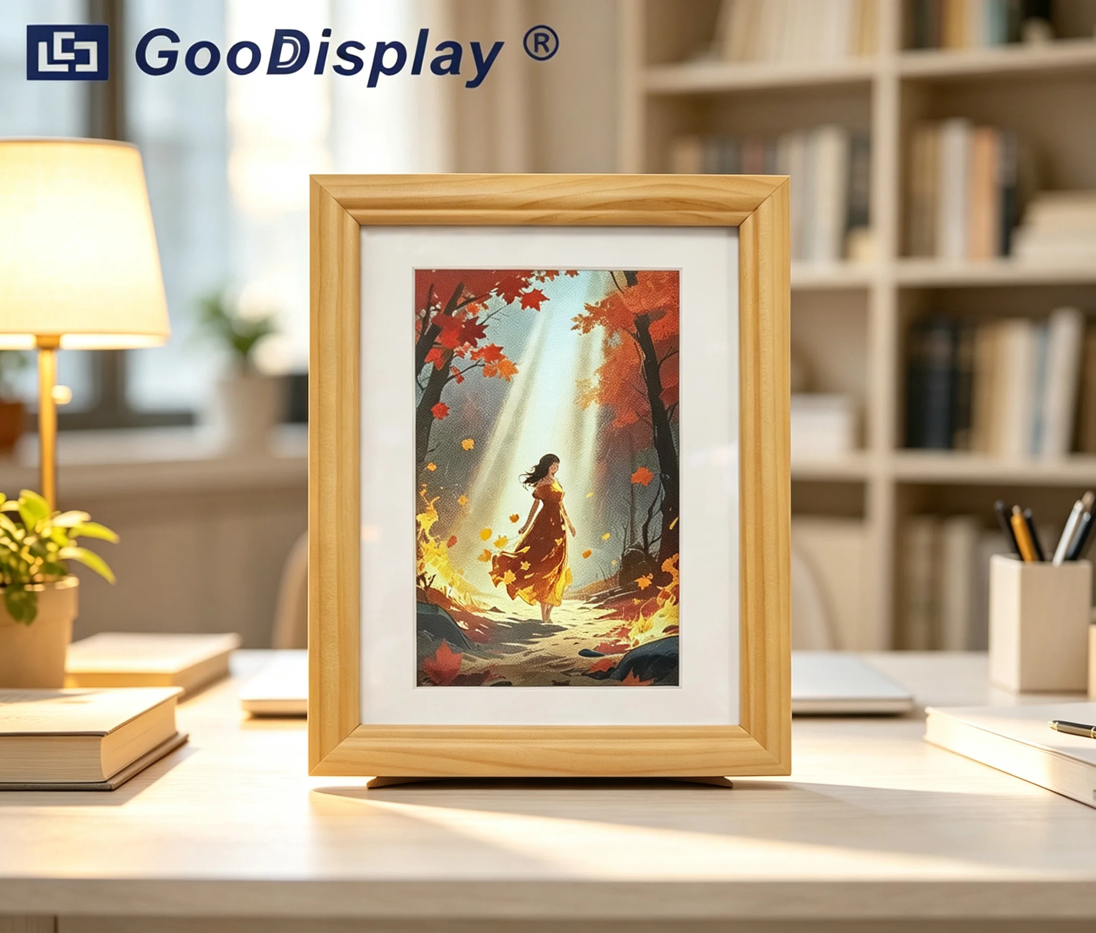 GooDisplay E6 7.3-inch Color E-Paper Frame with Solid Wood Design Ultra-Long Standby 800x480 GDP073EB1 E Ink Photo Frame