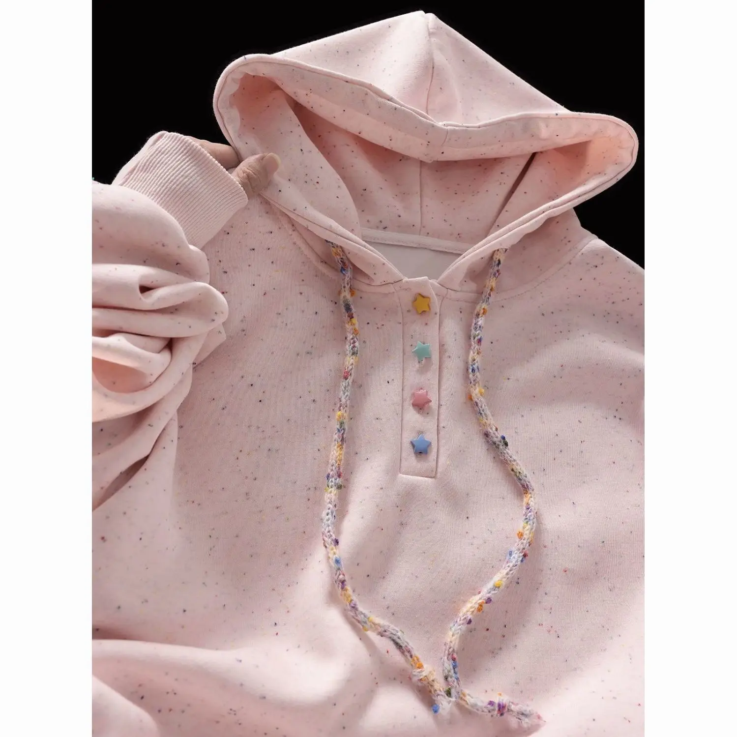 Hooded Cotton Hoodies 2000'S Clothes Y2K Woman Slimming Short Length Elastic Capless Graffiti Distressed Super Large Campus