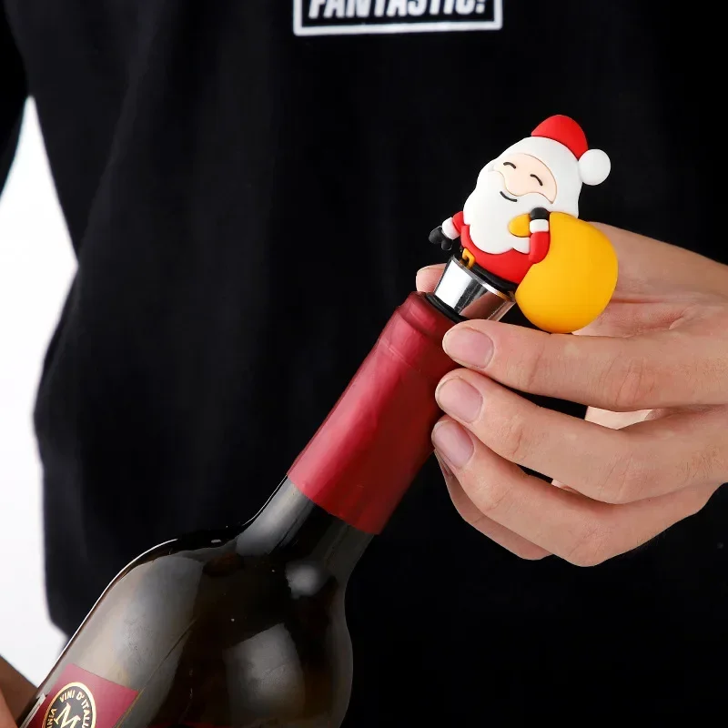 Christmas Series Santa Claus Wine Bottle Stopper Party Gift Christmas Bar Decor Sealed Fresh-keeping Wine Champagne Stopper