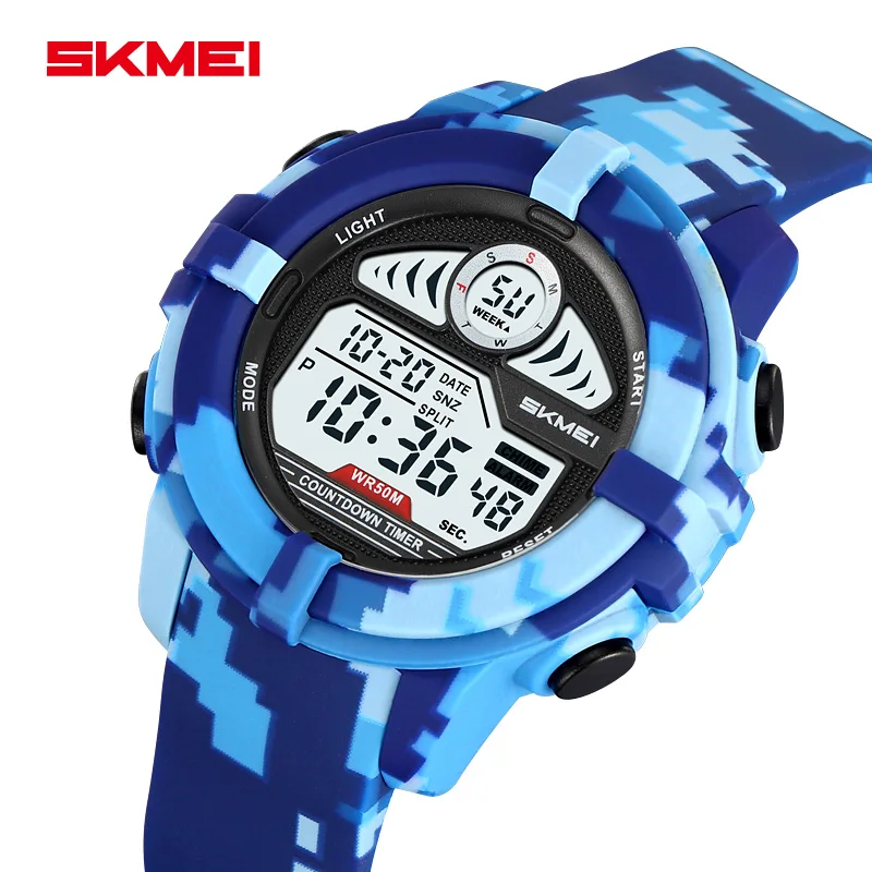 

SKMEI камуфляжный секундомер цифровые спортивные электронные часы для мужчин женщин модные Chrono 5Bar водонепроницаемые наручные часы Reloj Hombre