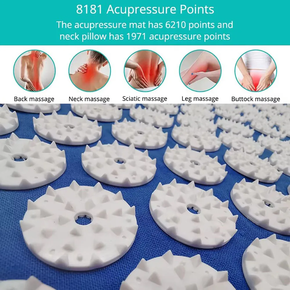 Acupressure Mat and Pillow Set for Back Pain Relief, Yoga Massage Cushion with Spikes for Stress Relaxation & Muscle Recovery - view 3