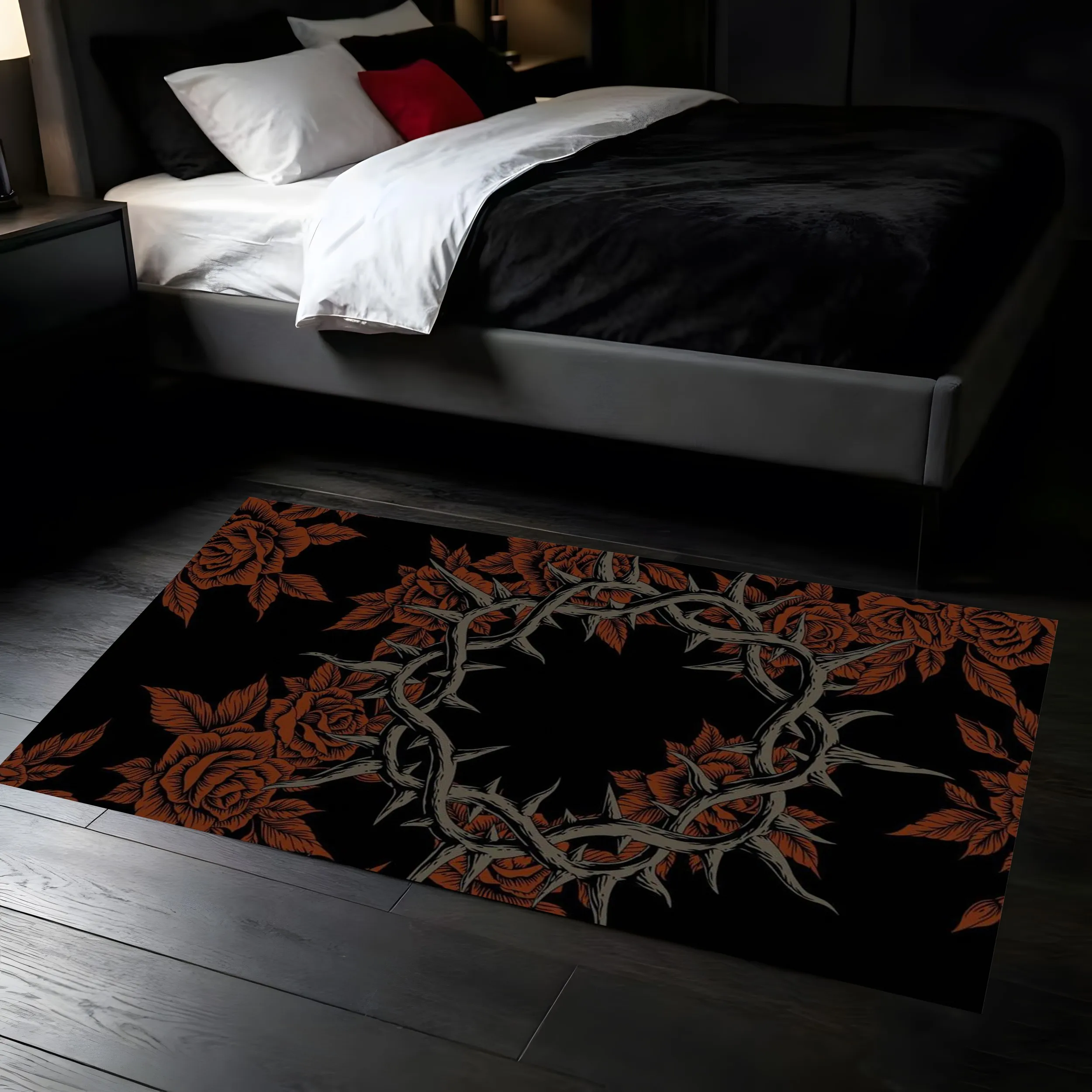 2D Large Carpet Autumn Coffee Cinnamon Roll Maple Leaf Watercolor Healing Style Warm Tone Soothing to the Eyes Autumn