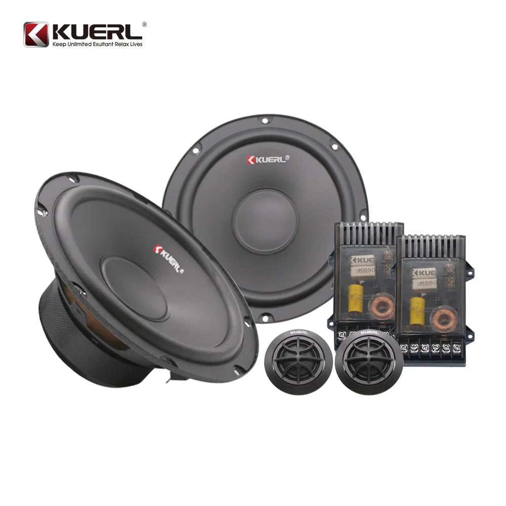 Factory Ferrite-Magnet RMS 30W 4ohm 70hz-20kHz 6.5 Inch 2-way Car Audio Component Speaker with Silk Dome Tweeter With Crossover