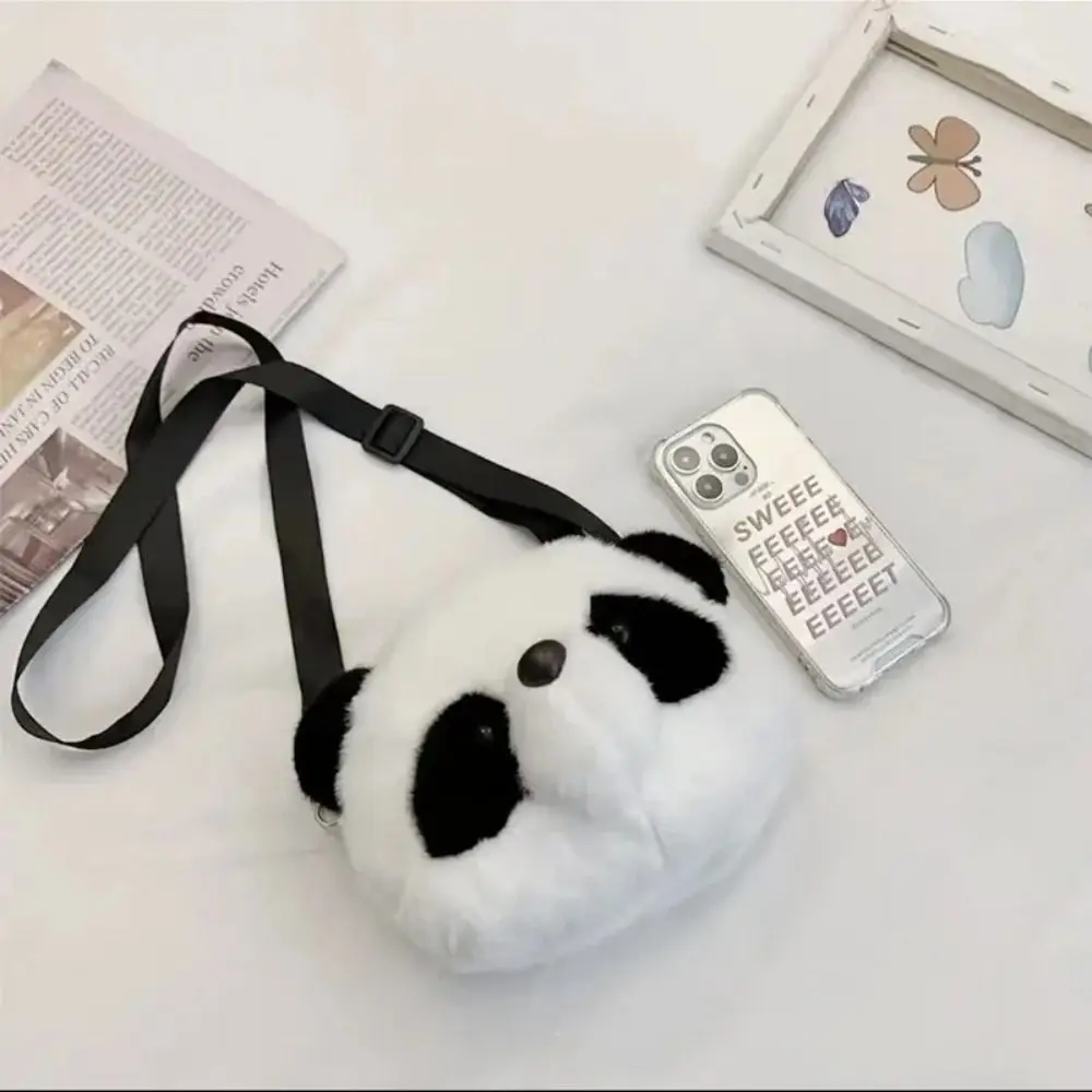 Stuffed Animals Toy Plush Crossbody Bag Trendy Plush Cylindrical Panda Backpacks Coin Purse