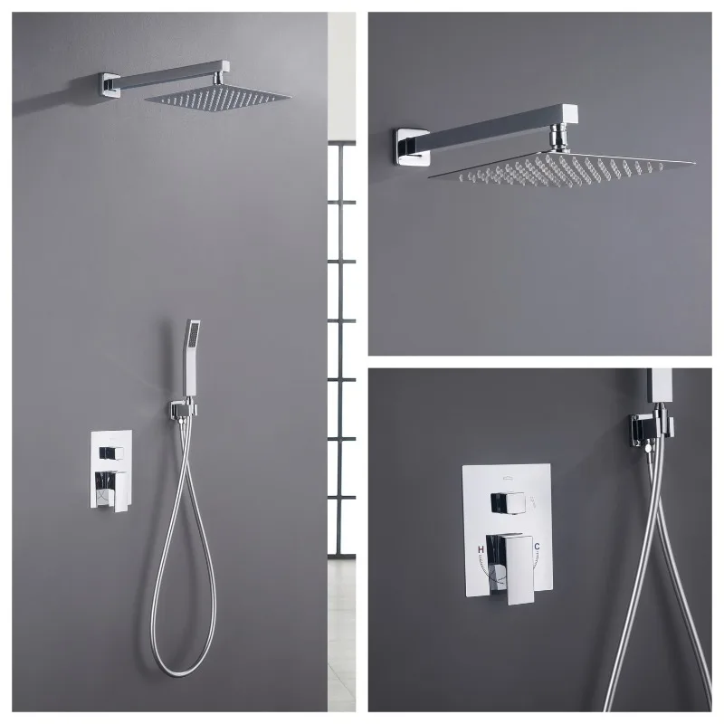 Concealed shower set project Hotel embedded pre-embedded test shower Household bathroom shower with stainless steel top spray