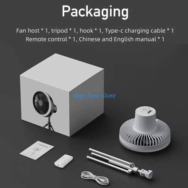 20CE 2 in 1 Canopy Fan with Tripod + Light Remote Control Table Fan for Bedroom Dorm