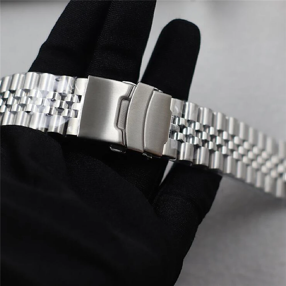 22mm modificar jubileu pulseira de aço pulseira de mergulho cinta fivela de segurança borboleta fivela de aço inoxidável cinta