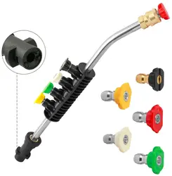 Hot Koop 4000 Psi Hoge Druk Auto Wasmachine Extension Wand Set Waterpistool Gebogen Staaf Met 5 Spray Nozzle Tips