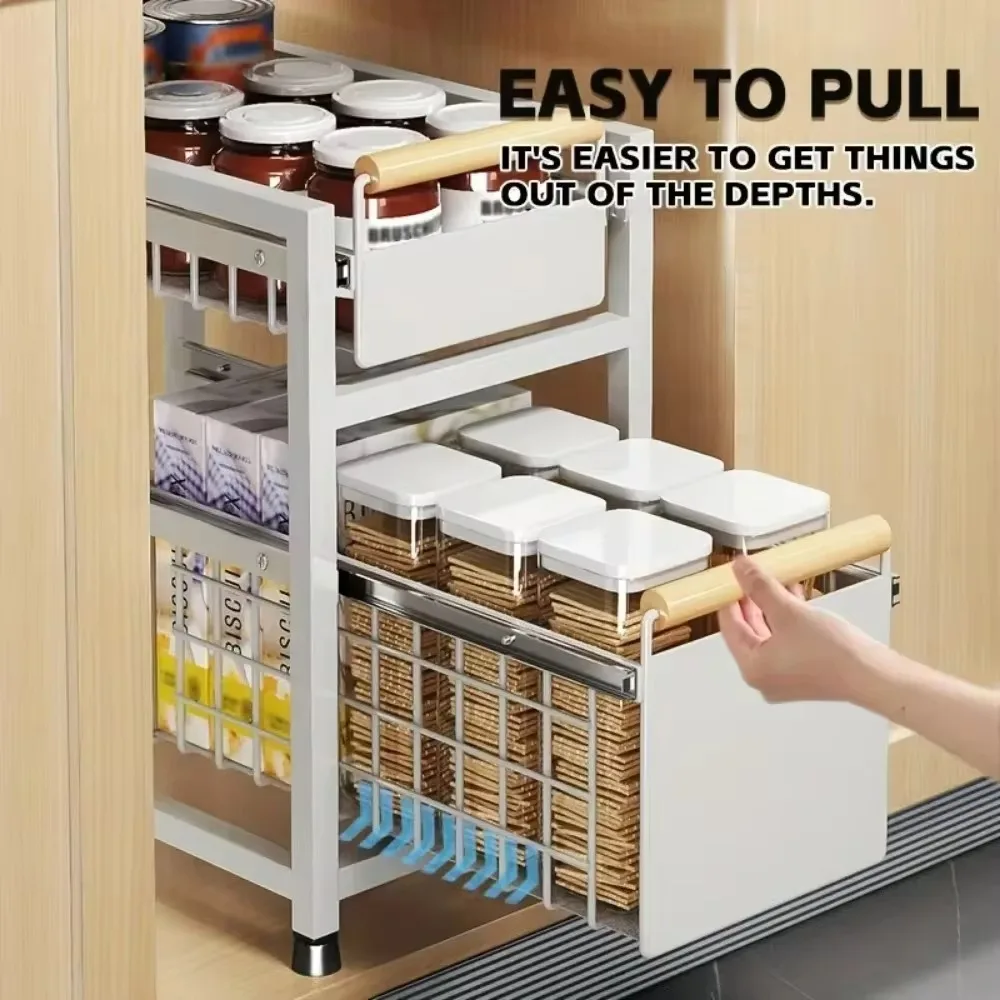 Cabinet Drawer Style Storage Cabinet Bathroom Cosmetics Storage Rack Sink Countertop Rack Sliding Rail Kitchen Storage Rack