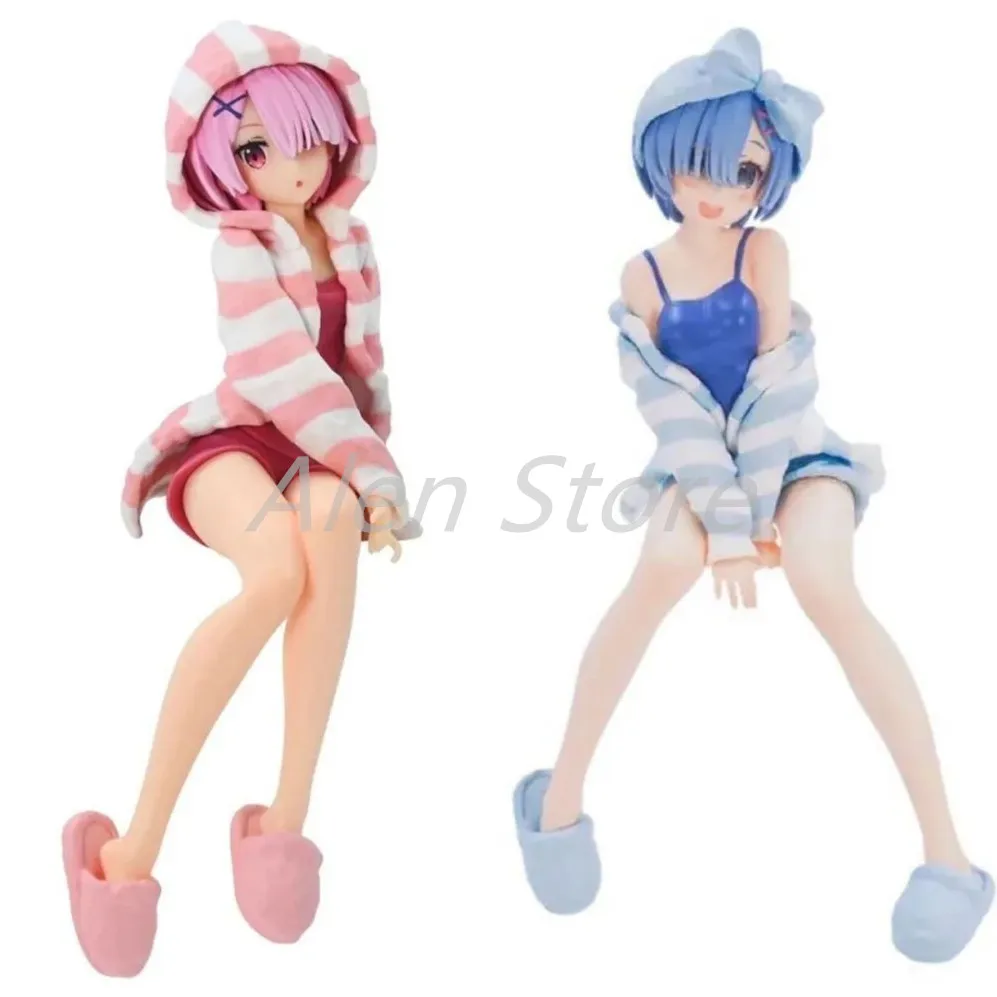 15cm Cute Hoodie Rem Action Figures Anime Re:Life In A Different World From Zero Figure Japanese Cartoon Model Car Ornaments