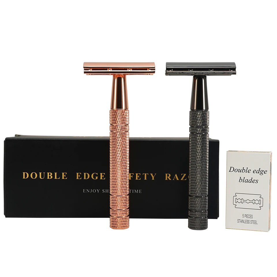 

Adjustable Safety Razor Double Edge Classic Mens Shaving Mild to Aggressive 1-6 File Hair Removal Shaver it with 5 Blades