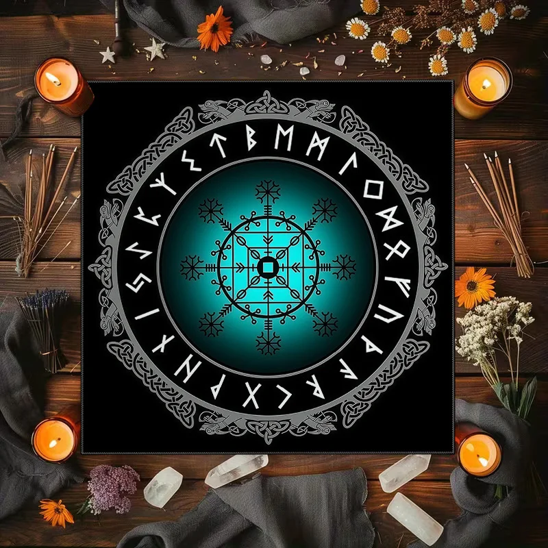 Mystic Tarot Tablecloth Altar Cloth Divination Mat Witchcraft Occult Astrology Pagan Ritual Square Decorative Mat 60x60cm