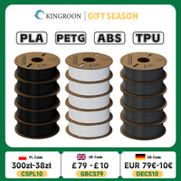 KINGROON 3D Printer Filament PLA PETG TPU ABS 5KG Bundle Black White Gray 1.75mm No bubbles Plastic 5 roll 1kg , Random Spool