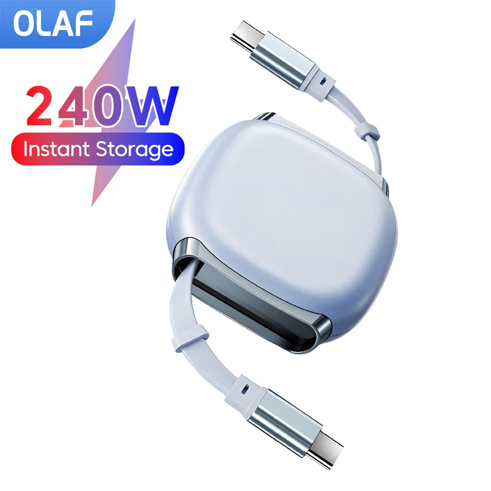 

Тип C к USB C, 240 Вт, выдвижной кабель, 480 Мбит/с, кабель для быстрой зарядки для iPhone 15 Sumsung, Huawei, Xiaomi, ноутбуков, планшетов, шнур USB C