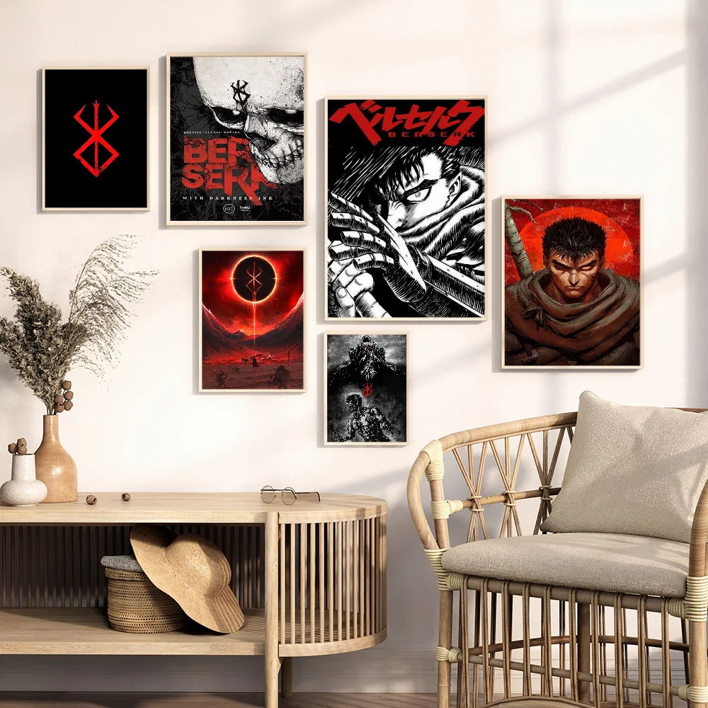 Anime Berserk Waterproof Paper Sticker Good Quality Prints Art Work Wall DIY Living Room Bar Cafe Posters Decorative Painting