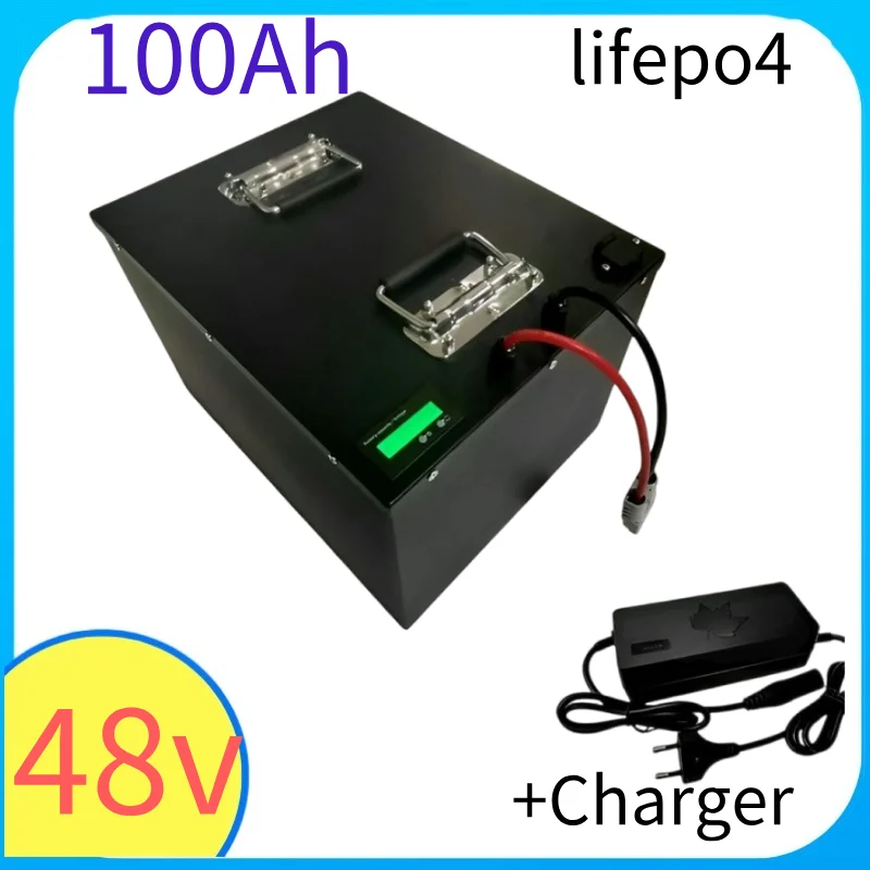 

Lifepo4 48 В 100 Ач литиевая батарея с Bluetooth BMS APP для инвертора велосипеда, скутер для хранения солнечной энергии + зарядное устройство 10 А
