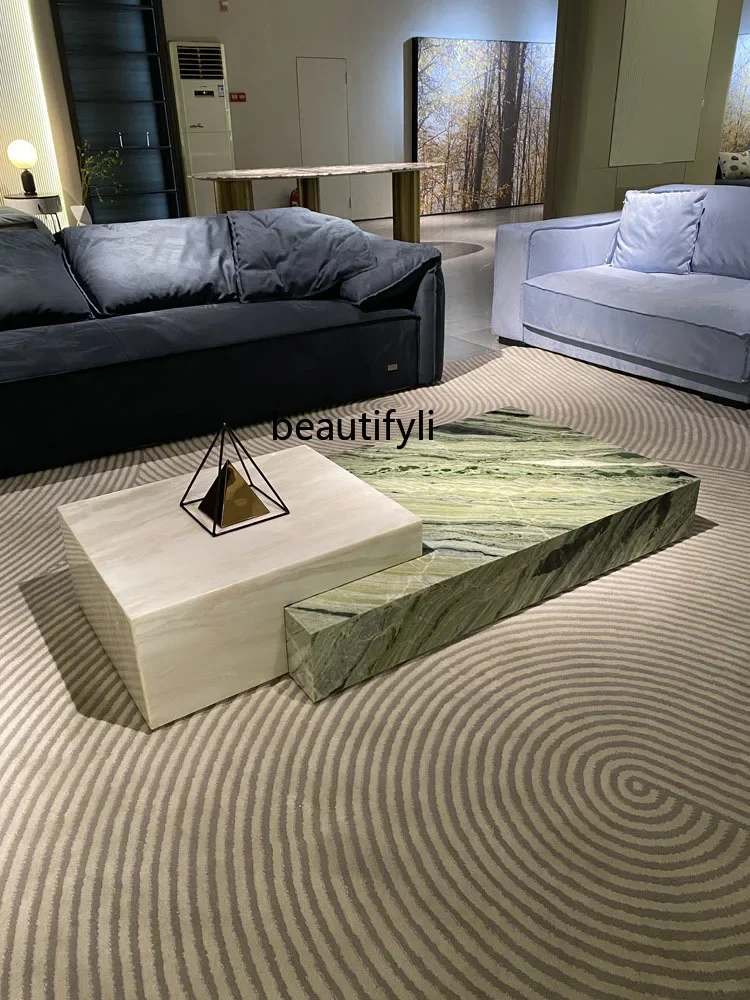 h H Yunyun Jade Natural Marble Coffee Table Living Room Luxury Stone High-End Modern Villa Designer