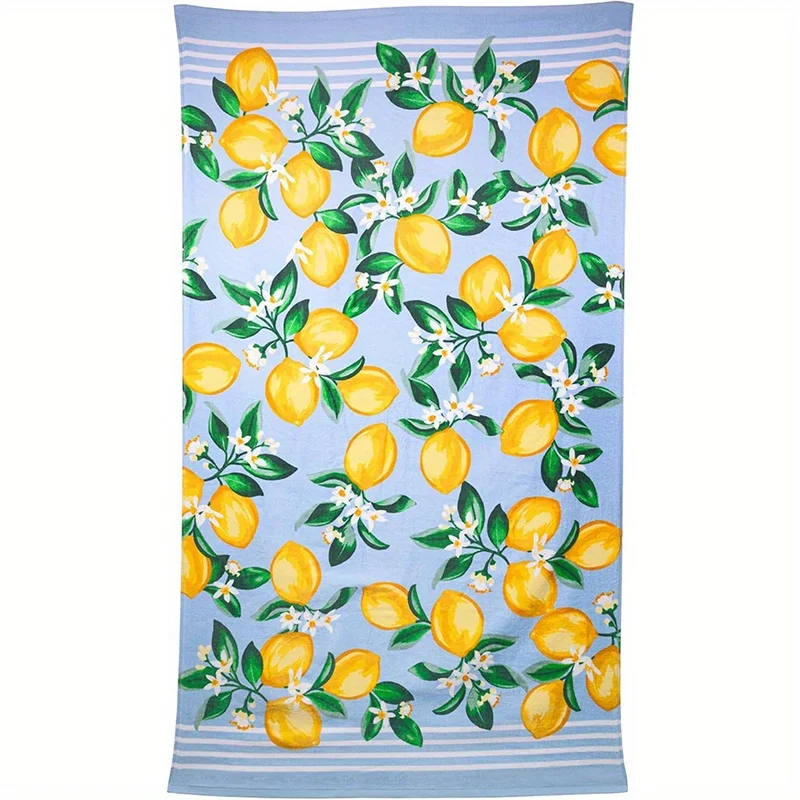 

Пляжное полотенце с лимонным узором, пляжное полотенце с рисунком, солнцезащитное и ветрозащитное, подходит для бассейна, кемпинга, дорожного одеяла