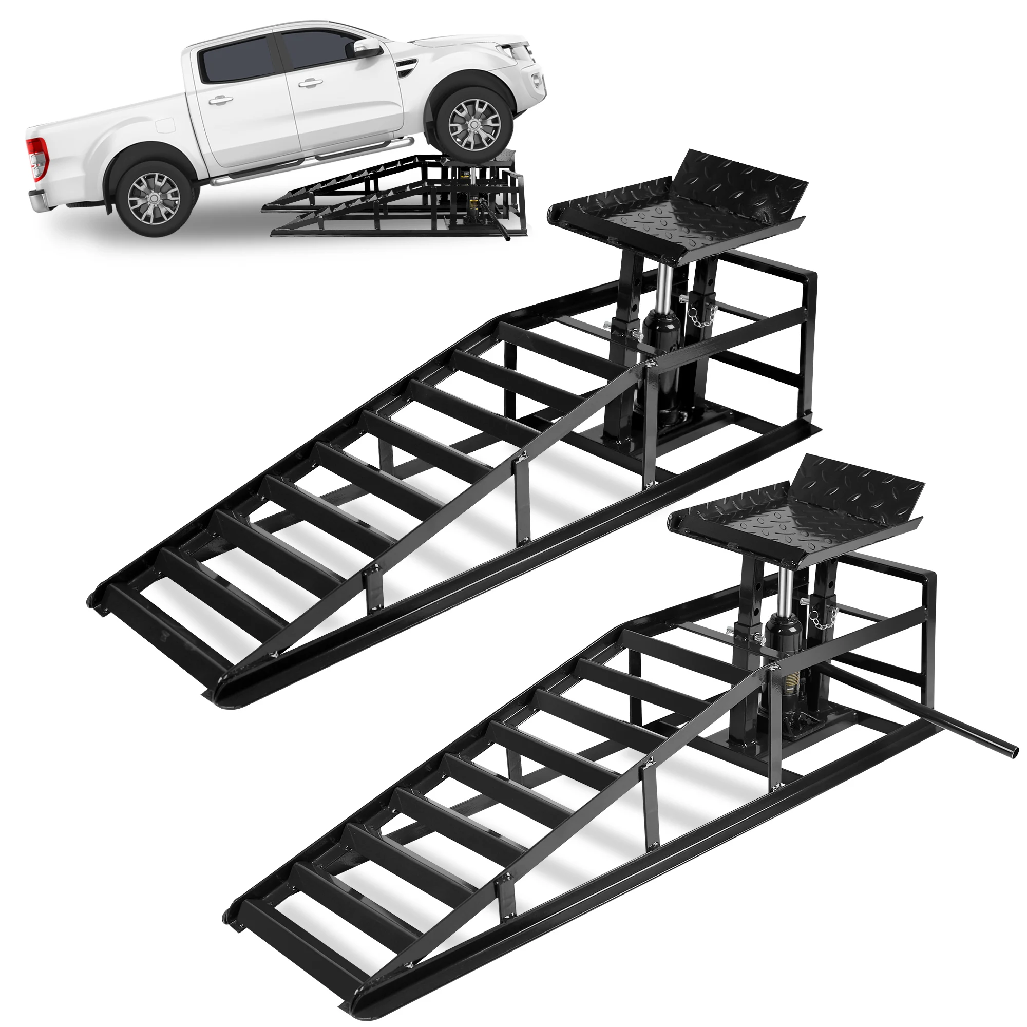 Truck Service Ramps Lifts, 2pcs 5 Ton Portable Heavy Duty Hydraulic Car Ramps, Lift Ramp for Truck Vehicle Auto Garage Repair