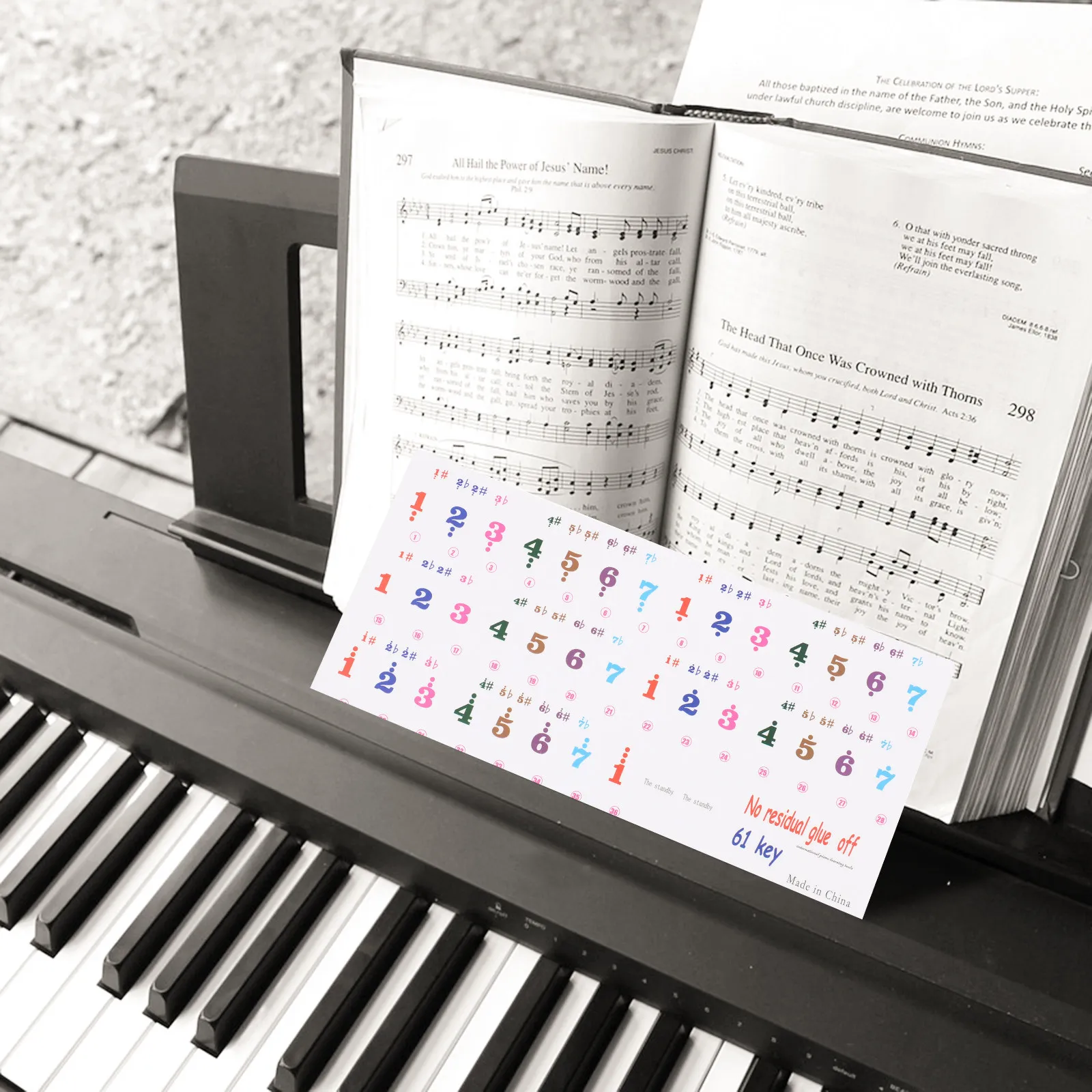 

2 Sheets Piano Keyboard Decals Beginner Sticker Adhesive Introductory Music Recognition Easy Apply No Glue Left