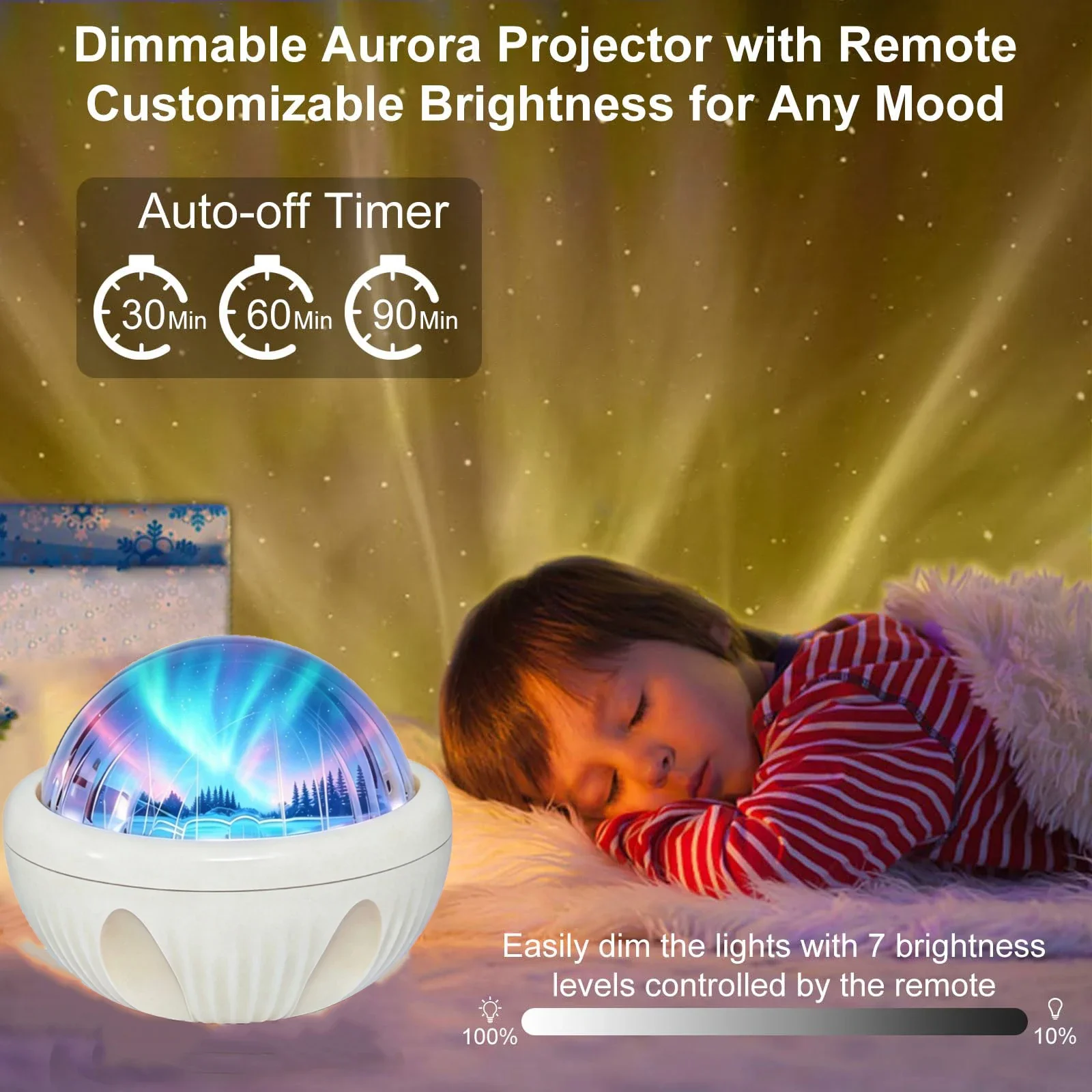 Northern Light Projector RGB Atmosphere Night Lights Remote Control USB Aurora Projection Lamp 360 Rotate for Home Party Decor