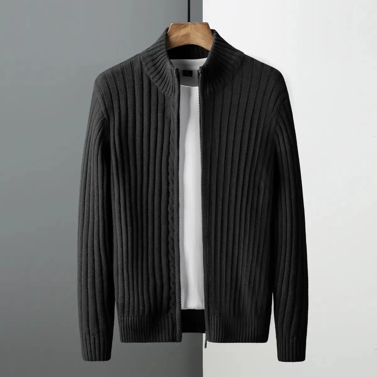 Autumn Winter Man Slim-fit Knit Cardigan Boys Gent Sweater Jacket Men Casual Work Outfit Soft Warm Inner Layer Students Casual