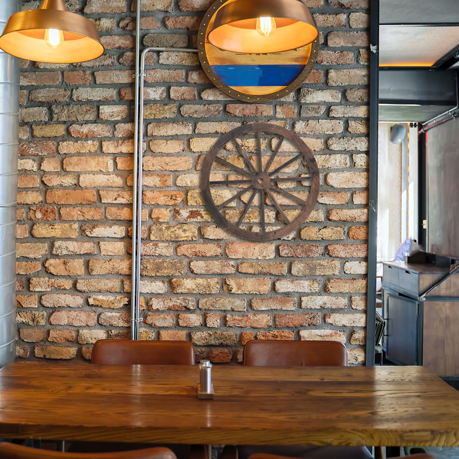 

Rustic Wooden Wagon Wheel Wall Decor Vintage Wood Craft For Home Office Garden Living Room Decoration Wall Art Ornament