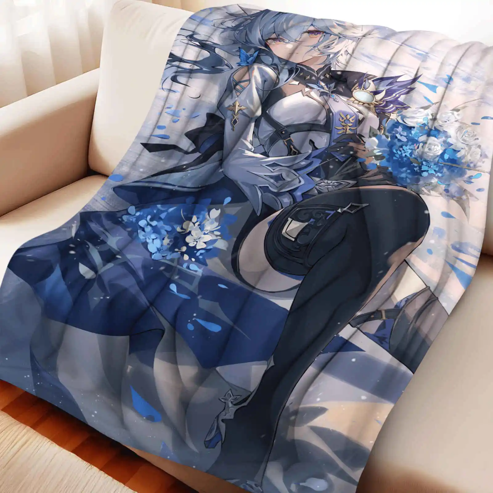 Genshin Impact Blanket Custom Design Lightweight Soft Flannel Throw Blanket for All Seasons Nap Sofa Bed Cover