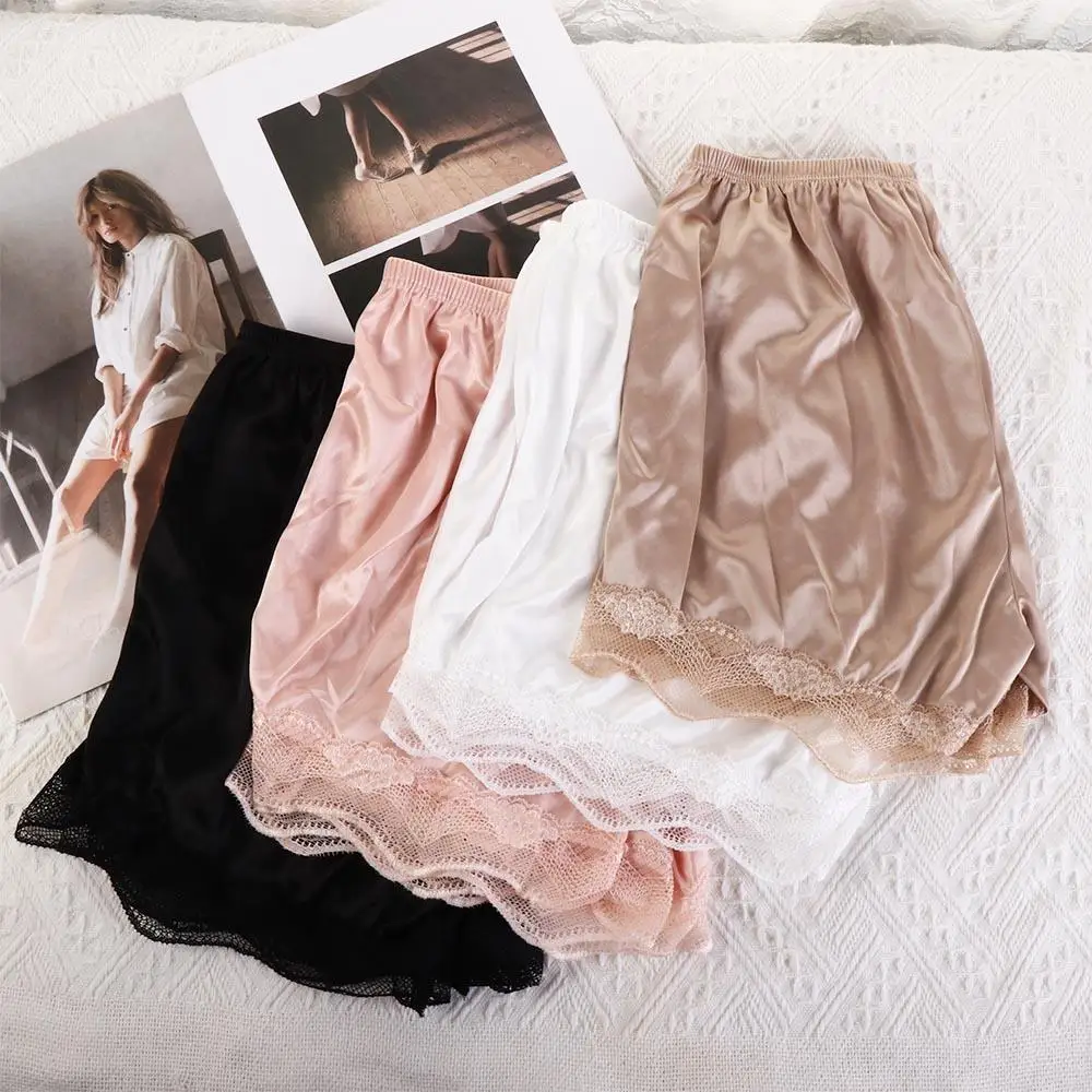 

Simple Summer Lace Safety Pants Satin Women Polyester Leggings Pajamas Shorts Safety Shorts