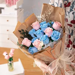 DIY Blue Roses Plants Peace and Hope Valentine's Day Gardens Building Blocks Classic Model Bricks Kids Sets Kits Toys