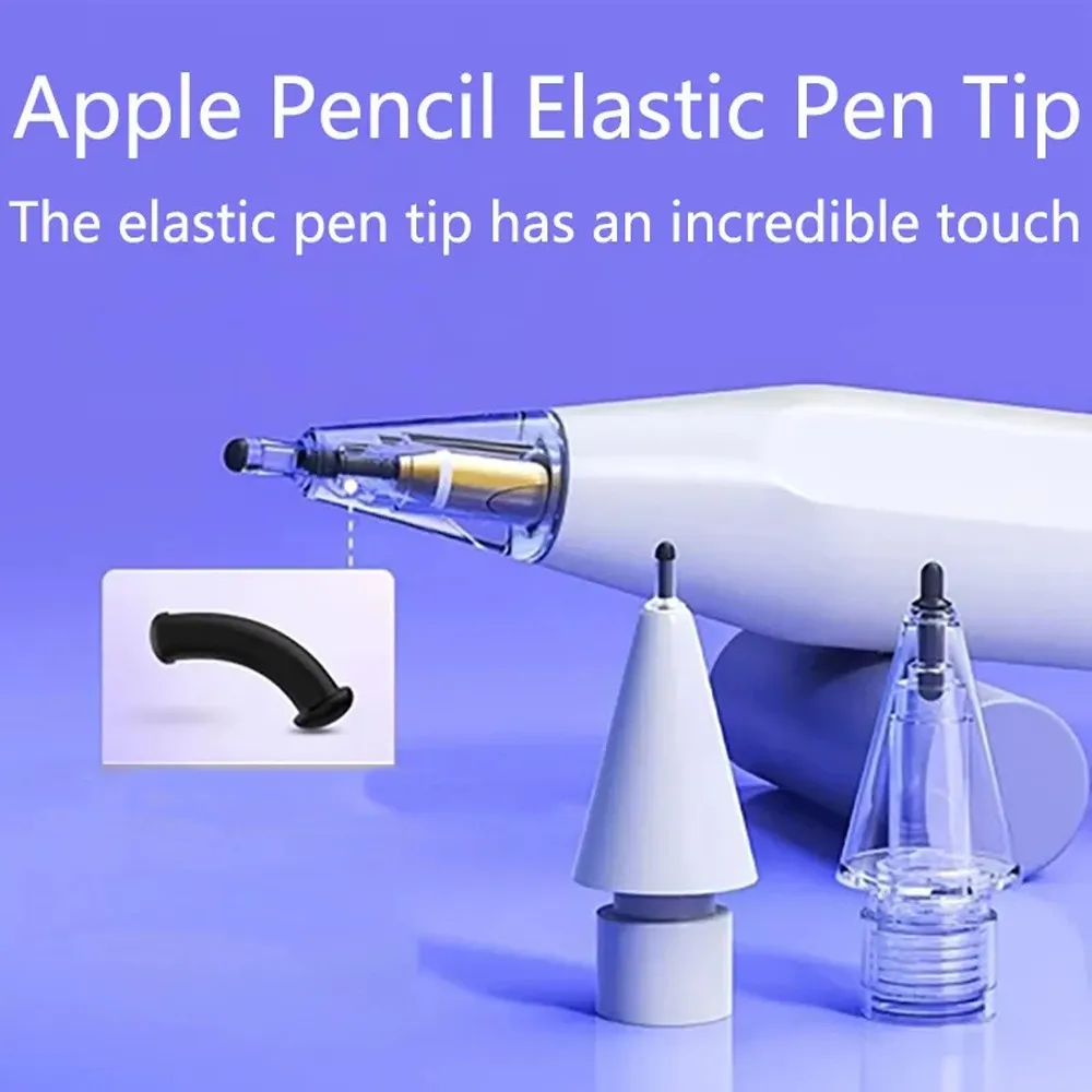 Puntas de lápiz elásticas para Apple Pencil 1/2 Gen, puntas transparentes de cristal de repuesto para iPad, puntas de lápiz 1/2 antidesgaste