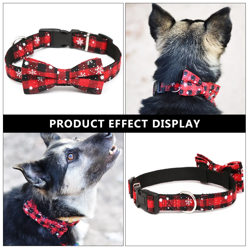 

2Pcs Pet Collar Set Christmas Themed Adjustable Dog Cat Neck Chain Stylish Bow Knot Design for Indoor Outdoor Use Xmas Collar