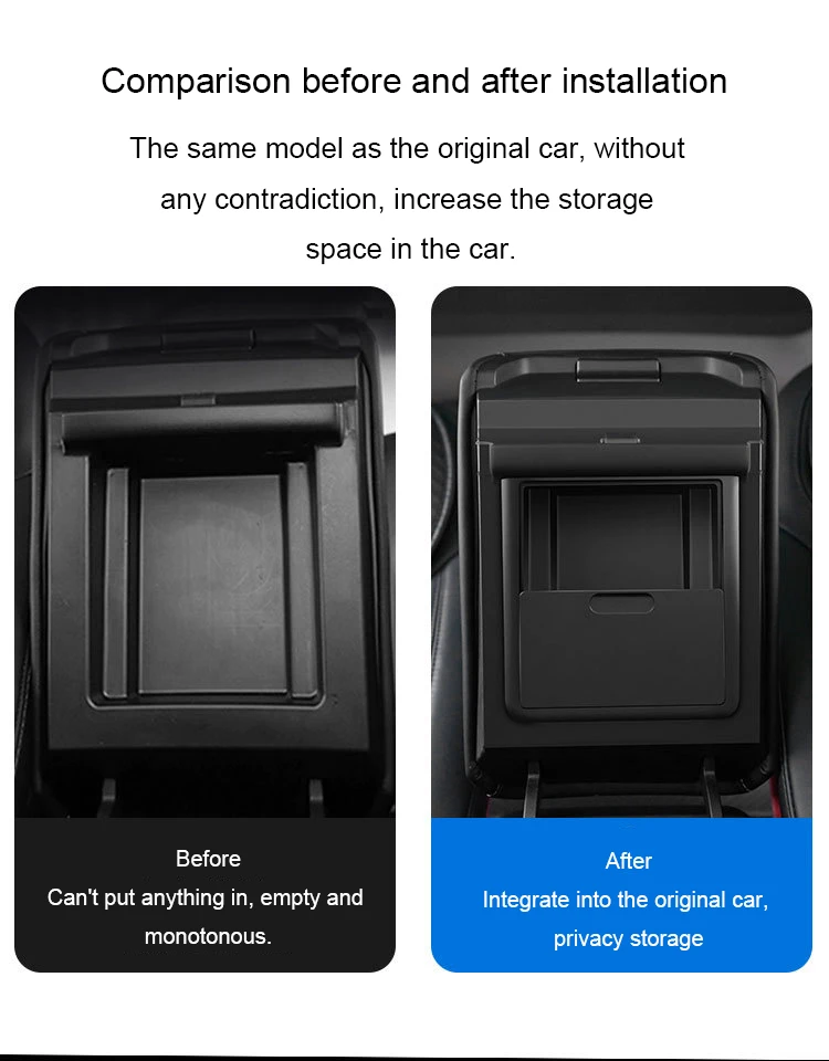 For Tesla Model Y/3 2021-2023 Armrest Hidden Storage Box Center Console Organizer Model 3 Armrest Box Storage Set Accessories