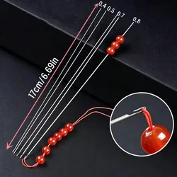 2pcs Beaded Needles With Steel Needles, Long And Thin Beaded Leads, Side Threaded Hooks And Beads For DIY Handmade Jewelry