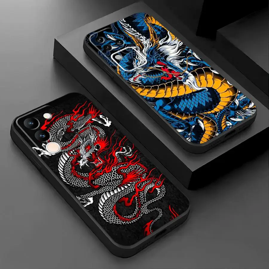 Чехол для телефона Vivo Y75 Y81 Y71 Y91 Y50 Y95 Y51S Y78 Y53S V25 V30 Y52S Y93 V29 V27 V21E V23 Dragon Pattern Чехол для телефона Vivo Y75 Y81 Y71 Y91 Y50 Y95 Y51S Y78 Y53S V25 V30 Y52S Y93 V29 V27 V21E V23 Dragon Pattern