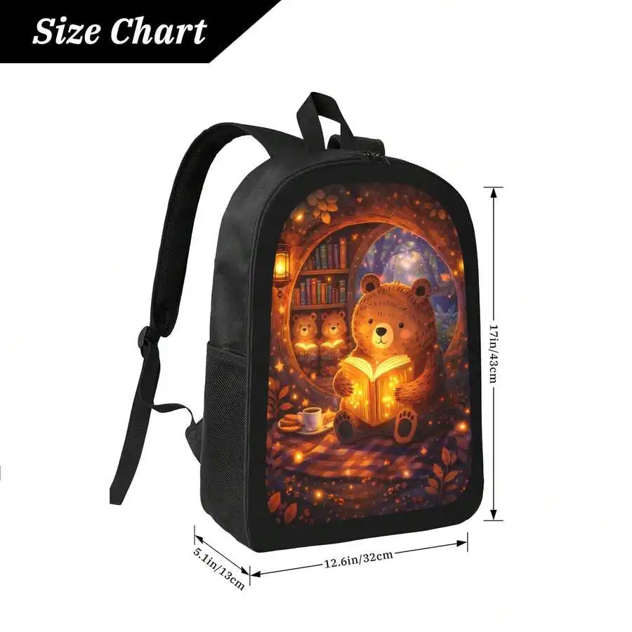 

Stylish Bear Print Backpack Lightweight Durable Casual Daypack For Men Women