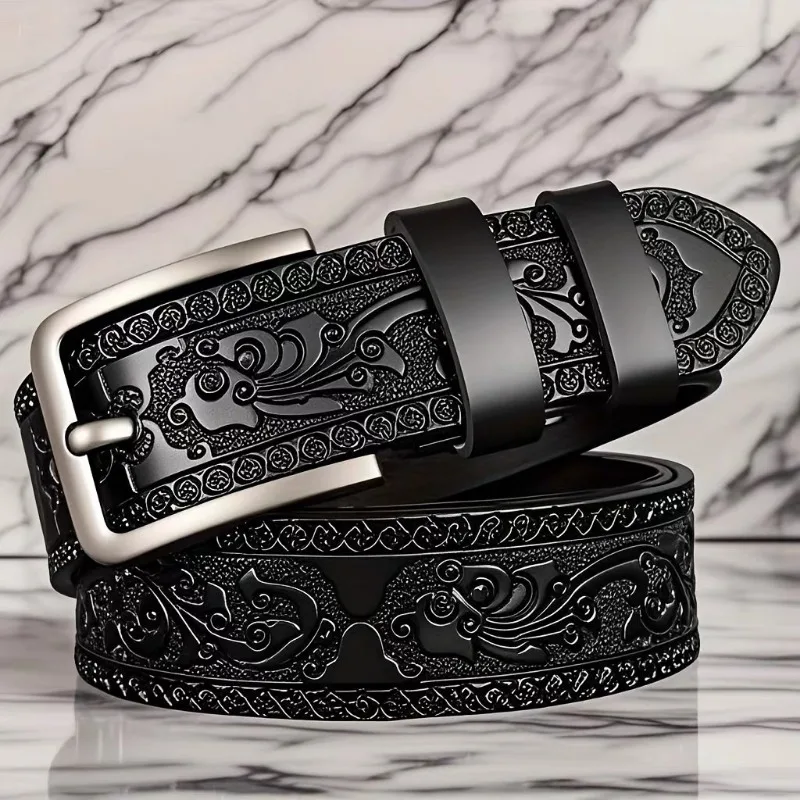 2026 Luxury PU Leather Men's Retro Western Style Belt, Alloy Buckle Brand Waistband, Durable Jeans Belt for Men Women Daily Wear