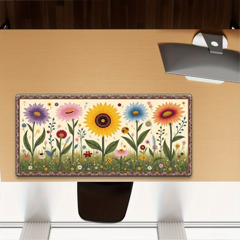 Alas mouse pola bunga gaya Persia retro karet anti selip alas desktop komputer tebal aksesori PC keyboard desain tepi terkunci